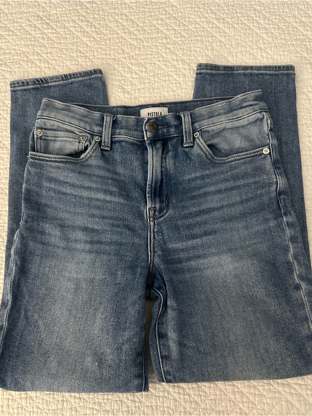 Pistola Madi High Rise Modern Slim Faded Blue Straight Leg Jeans Size 29